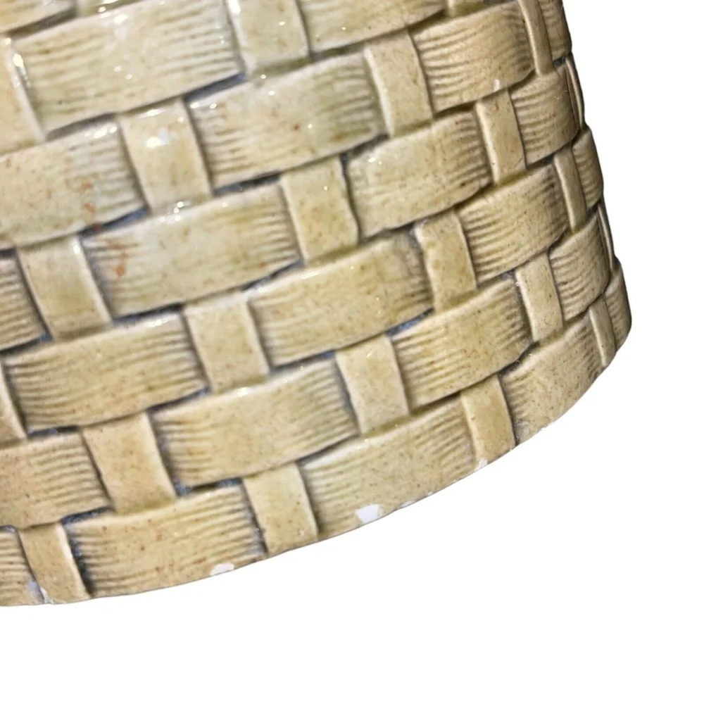 Vintage MCM‎ Green Woven Pot Planter Setof 2, 5